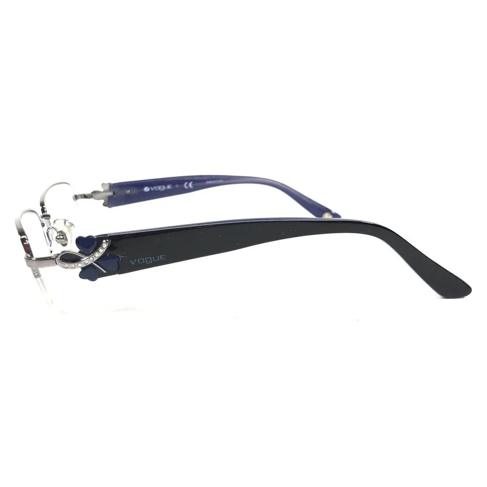 Vogue Eyeglasses Frames VO3779-B 548 Blue Silver Bows Crystals 51-17-135